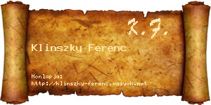 Klinszky Ferenc névjegykártya